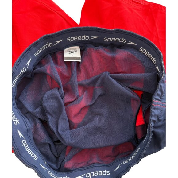 Speedo Mens Marina Flex 6.5"  red/Blue Swim Trunks, Size Large w/ pockets - Picture 4 of 7